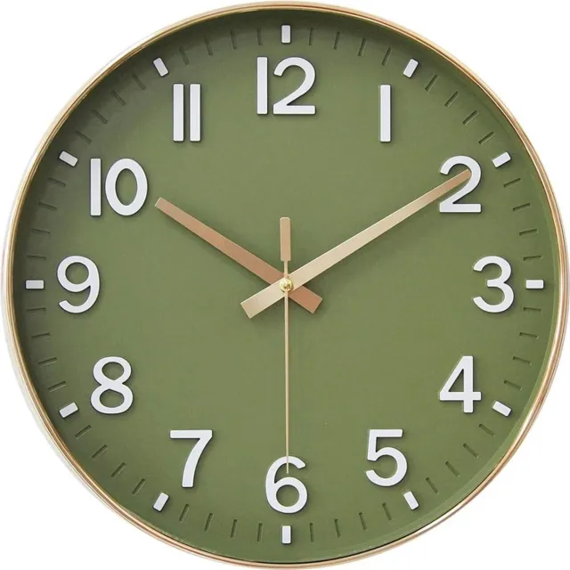 TYME Wandklok - Goed leesbaar - Stille 30cm Wand Klok Modern - Analoog - Stil Uurwerk - Muurklok - Quartz - Groen Rosé/Goud