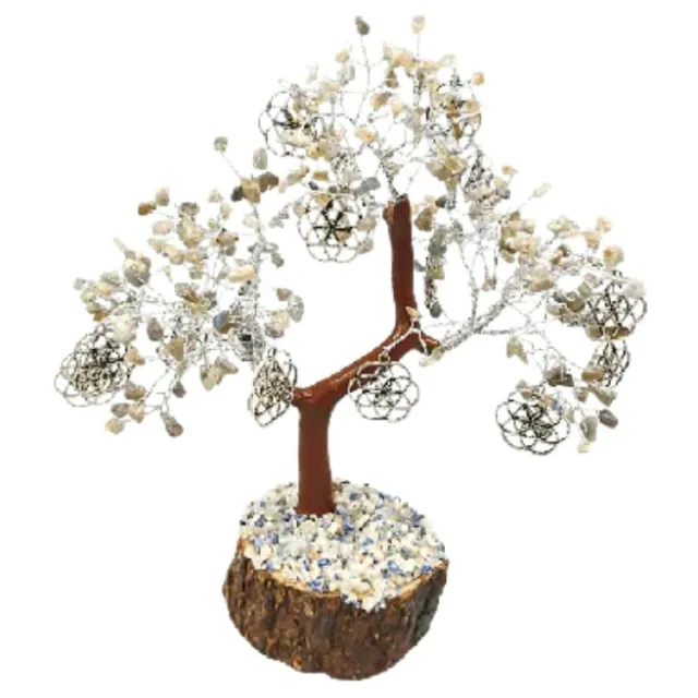 Green Tree Candle Edelsteenboom Labradoriet Balans en Bescherming groot Multicolor