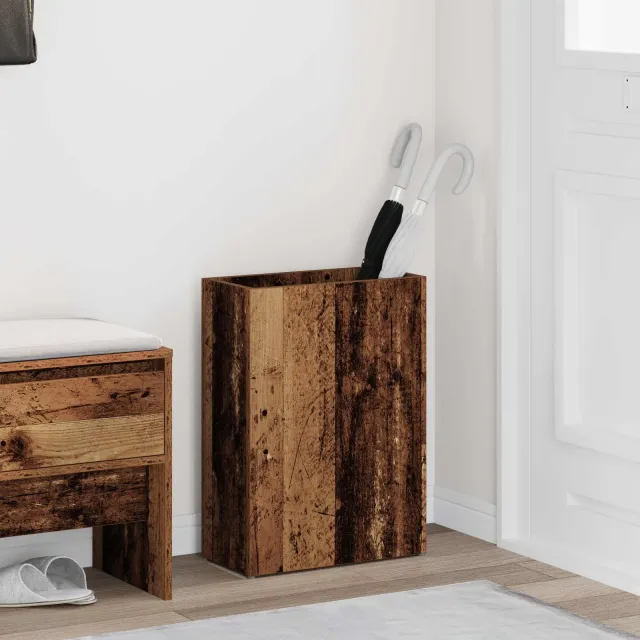 vidaXL Paraplu Standaard Oudhout 40 x 20 x 55,5 cm Bewerkt hout bruin