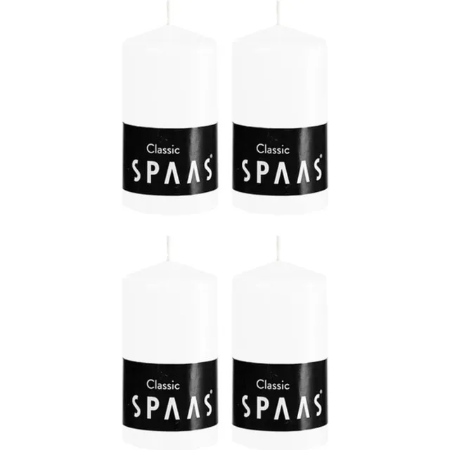 Spaas 4x Witte cilinderkaarsen/stompkaarsen 6 x 10 cm 25 branduren - Geurloze kaarsen - Woondecoraties