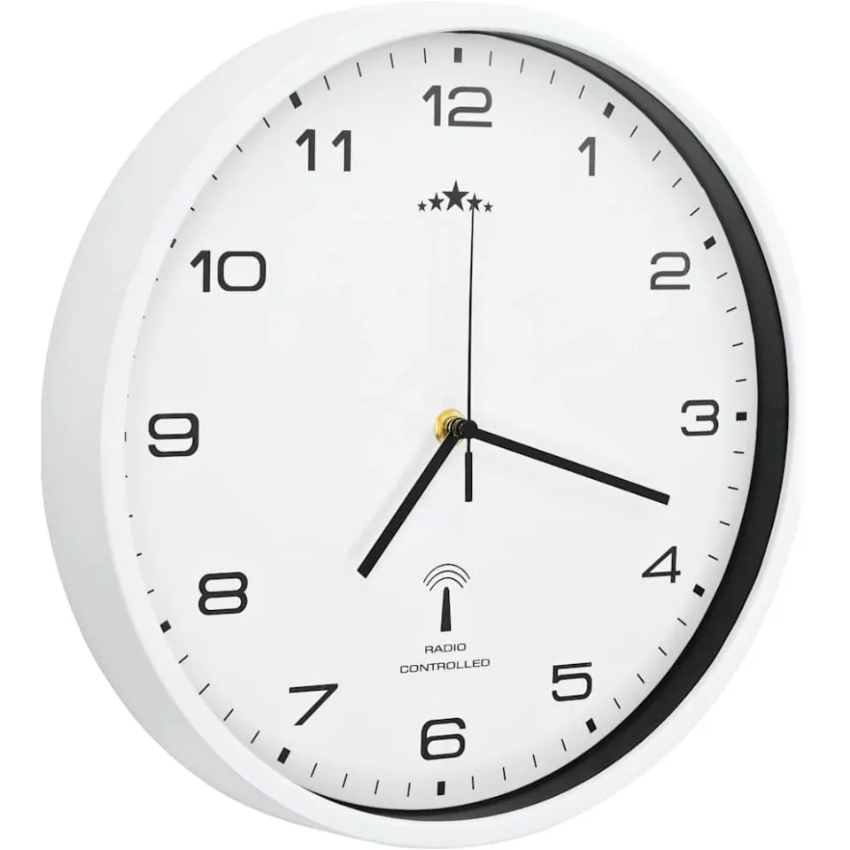 vidaXL Wandklok met quartz uurwerk radiogestuurd 31 cm wit, foto 3