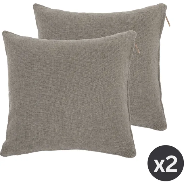 Tiseco Kussen (gevuld) COTTON SLUB - SET/2 - 45x45 cm - Taupe