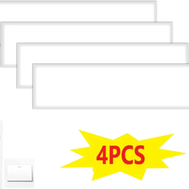 Oraymin 4 Stuks LED Plafondlamp Paneel 100x25cm 30W – 3300lm – Dimbaar – Afstandsbediening Wit