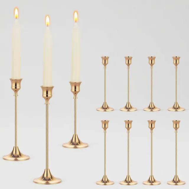 RALA Kandelaar 12-delige set goud - staafkaarsenhouders in 15, 19 en 23 cm - metalen kandelaars voor eettafel en decoratie