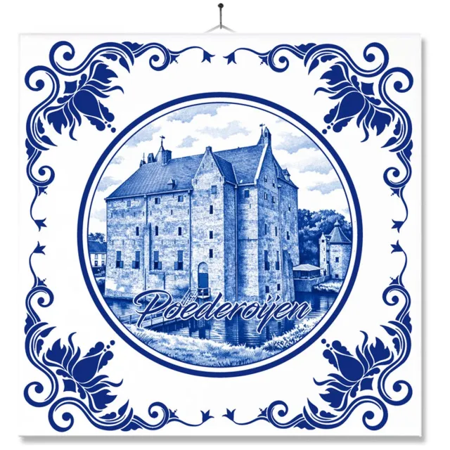MC Living Tegel Met Opdruk | Poederoijen | Delft Blauw | Cadeau | Inclusief Geschenkdoos | Standaard | Ophangsysteem