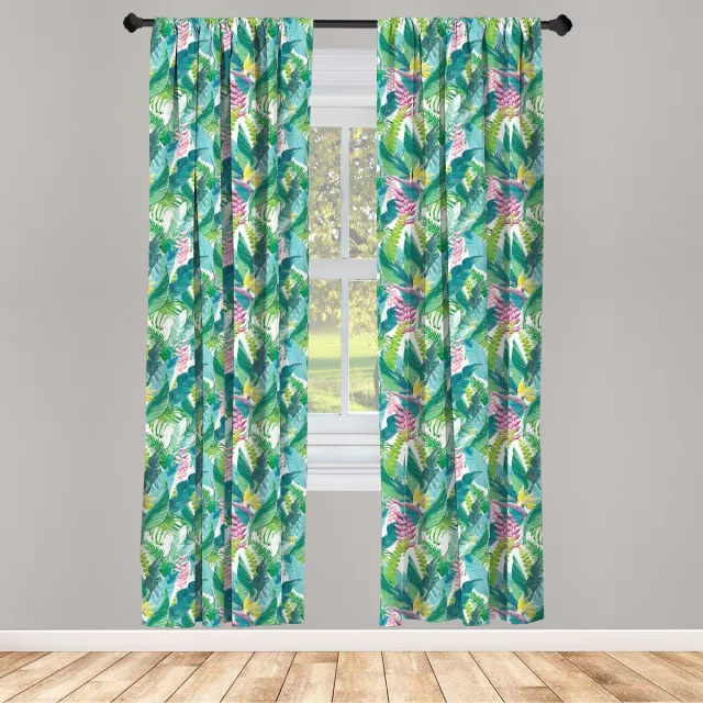 ABAKUHAUS Aquarel gordijnen – exotische jungle – 2x75x175 Groen