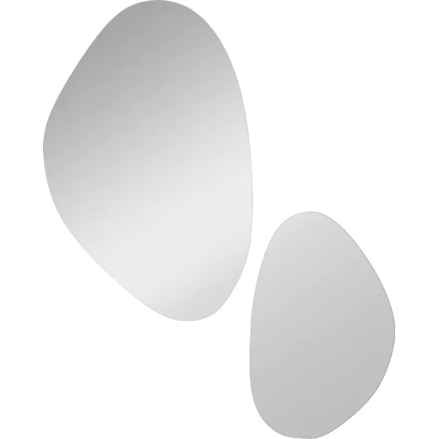 Questyr Muurspiegel 2-delige set - 70 x 46 cm, 49,5 x 31 cm - spiegel met metalen frame - hangspiegel in kiezelvorm - Zwart Glas / Zwart
