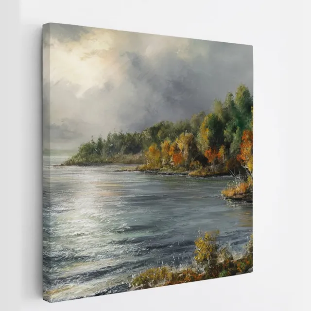 Saammp Canvas Schilderij - Bos - Kunst - Abstract - Landschap - Natuur - 20x20 - Foto op canvas - Wanddecoratie - Muurdecoratie Woonkamer - Slaapkamer decoratie - Canvas Print Multicolor