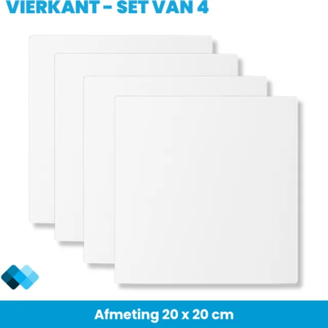 Dorburg Plakspiegels Vierkant 20x20 cm – Set van 4 stuks – Zelfklevend – Acryl – Spiegelwand zonder boren Transparant