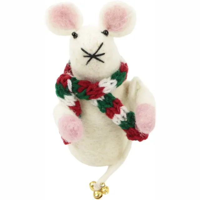 Yoko Meshi Ornament vilt kerst muis sjaal Wit