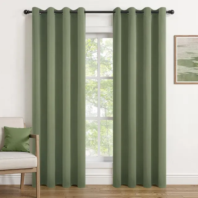 Unyqoos Verduisterende schuifgordijnen met ringen in beige voor woonkamer en eetkamer grijs groen
