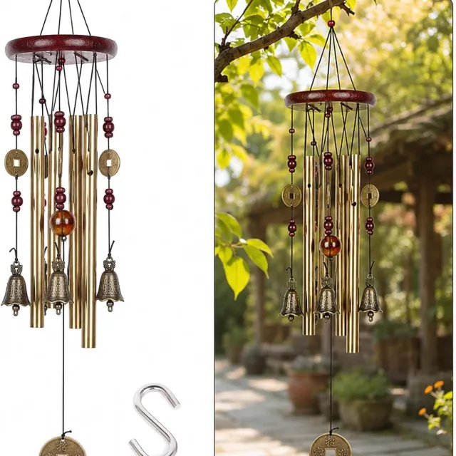 Bobypet Woondecoratie - Windgong Buiten Metaal - Rustgevende Klanken 60 cm met S-Haak - woondecoratie woonkamer - Voor Balkon en Veranda