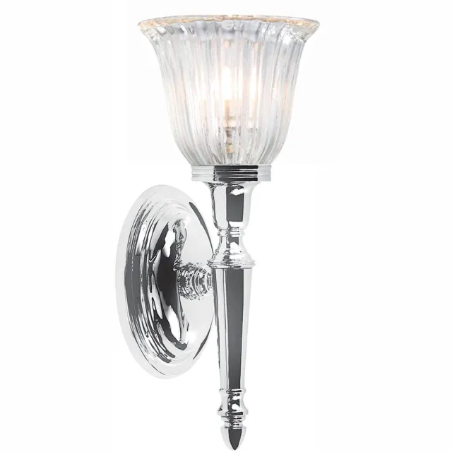 Licht-Erlebnisse - Razzo - Wandlamp - IP44 - 3000K - 320lm - G9 - van - echt messing glas - in - Gepolijst chroom helder/transparant - Wandlamp Badkamer