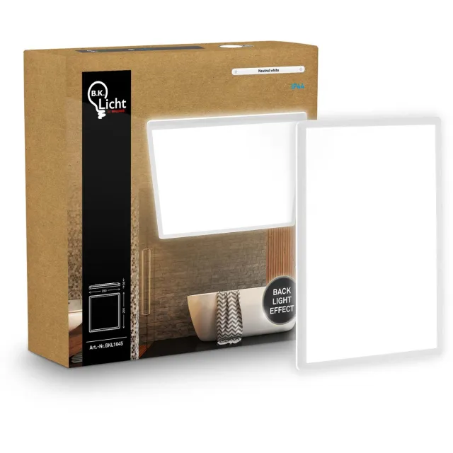 B.K.Licht Shallow - LED Badkamerlamp Plafonniere - paneel plafondlamp - badkamerverlichting met neutraal wit licht - IP44 - 29 x 29 cm - wit Wit (hoekig)