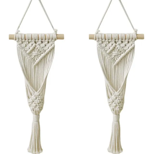 Ibenzoa Grote Geweven Wandtapijten, Boheems Stijl, 2 Sets, Handgemaakt Wanddecoratie voor Woonkamer en Slaapkamer Beige
