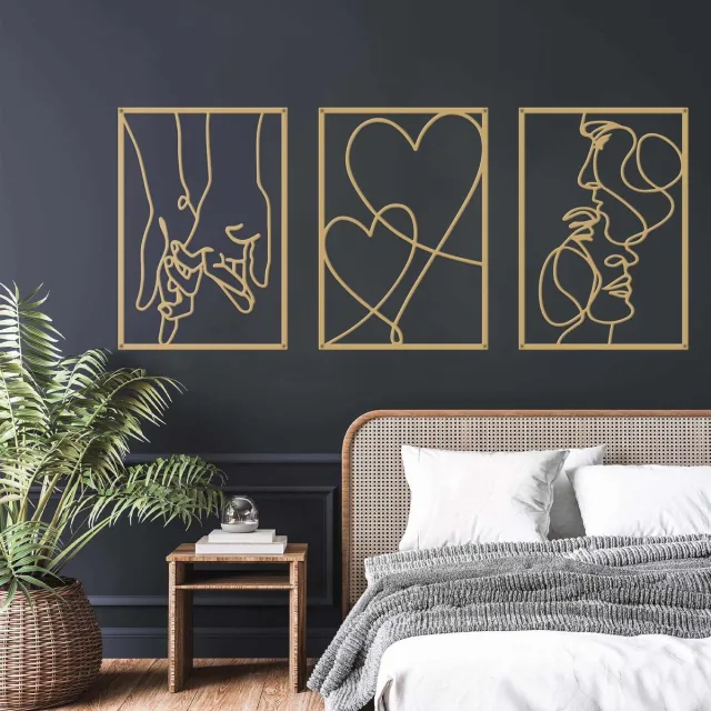 My Ninki ® Moderne Kunstzinnige Wanddecoratie Set van Drie Stuks voor Stijlvolle Interieurinrichting kleurrijk