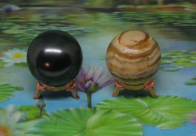 Alphasur Shungiet harmoniser bollen met polychroom jaspis 50 mm bruin