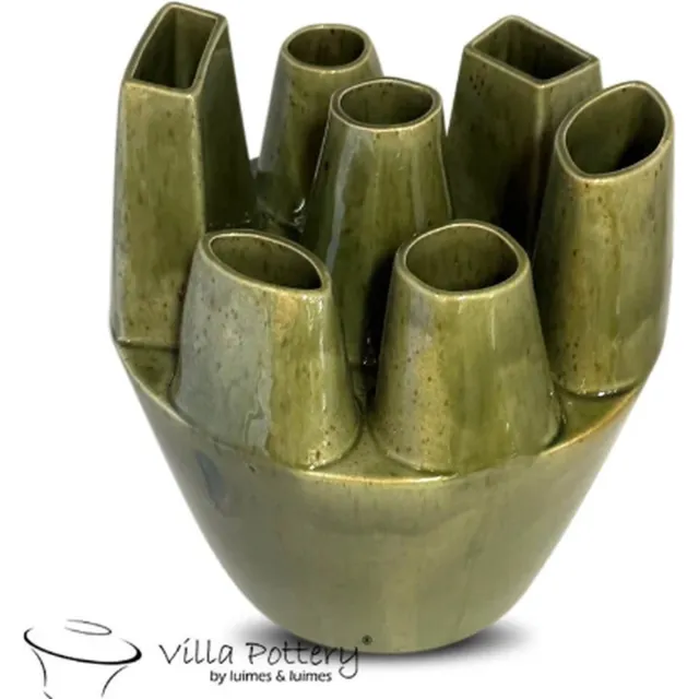 Irishflowers Vaas - Villa Pottery - Decoratie - Woondecoratie - Keramiek - Flowerpower 3_1 Green reactive Groen