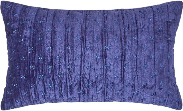 Homescapes Luxe nachtblauw geplet fluwelen kussenhoes 30 x 50 cm