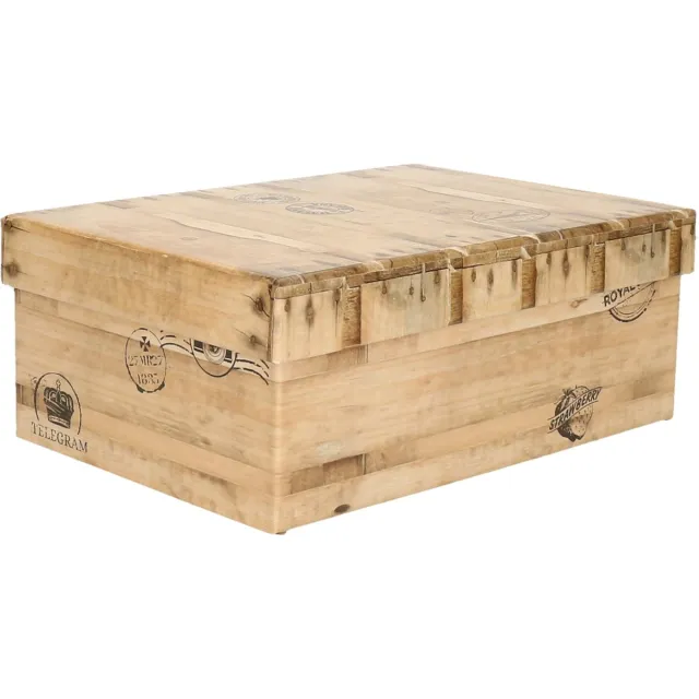 5Five® 5Five Opbergdoos/box - houtkleur - L28 x B19 x H10 cm - Stevig karton - Woodybox Lichtbruin