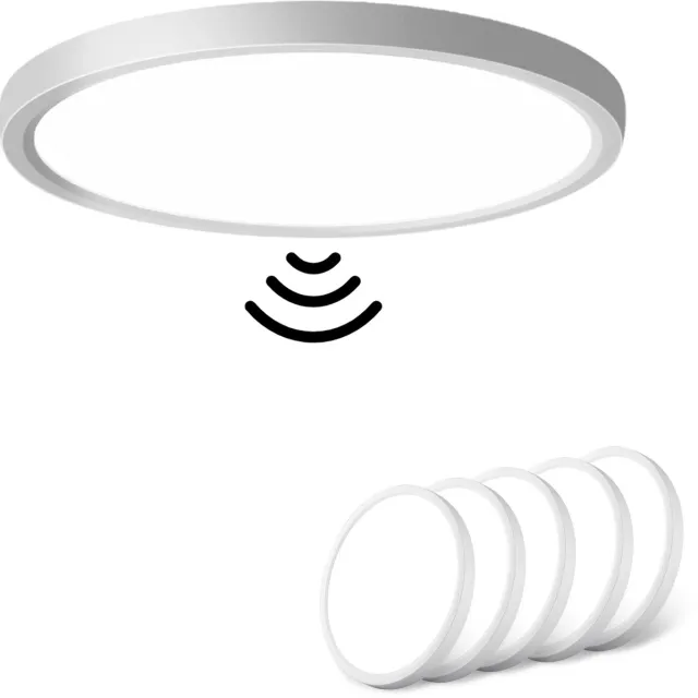 Oraymin 5x LED Plafondlamp met Bewegingssensor - 18W - 4000K - Ø23cm Wit