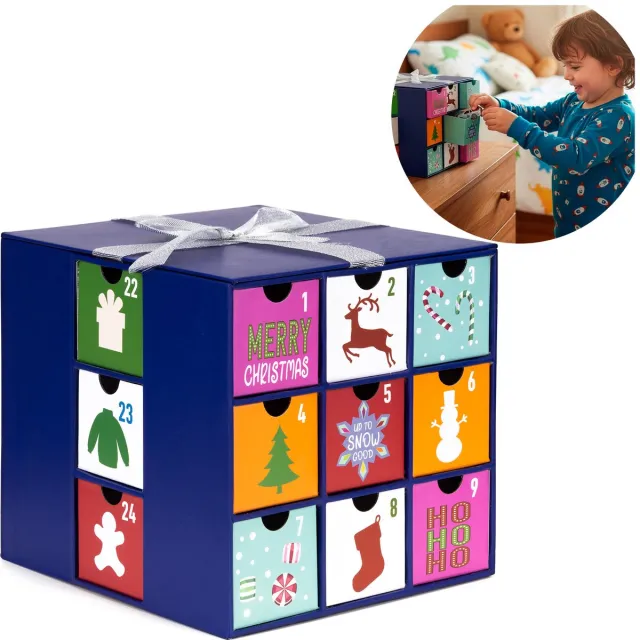springos Adventskalender | 24 Delig | Papier | Cadeau Box veelkleurig