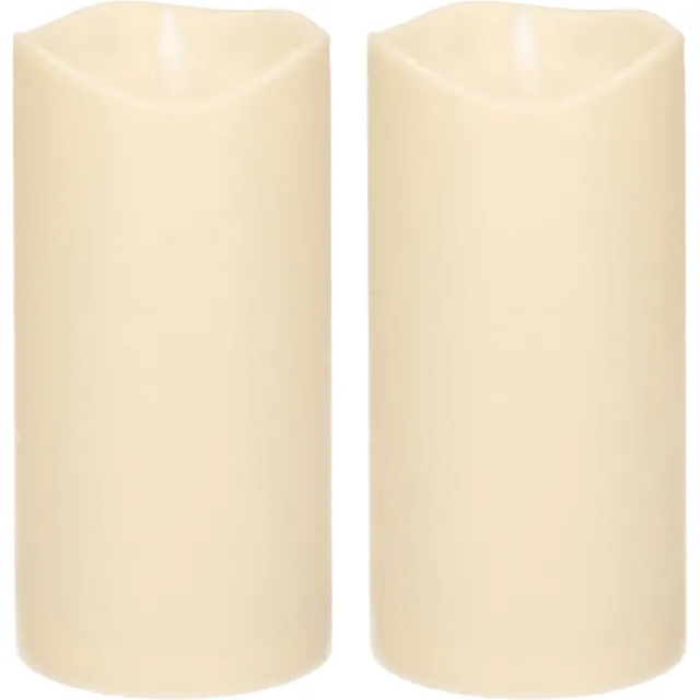 Cepewa LED Stompkaars - 2x - ivoor - 15 cm - met timerfunctie - Ledkaarsen - Kaarsen Wit