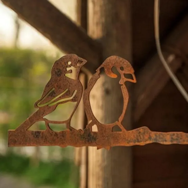 Birdwise tuindecoratie huismus stelletje cortenstaal Grijs