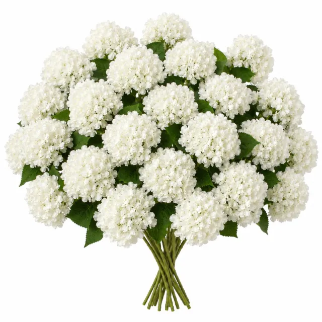 ROSIFY Kunstbloemen Kunst Hortensia - Nepbloemen - Kunstbloemen Boeket - Set van 24 stuks - 46cm - Wit Wit 24