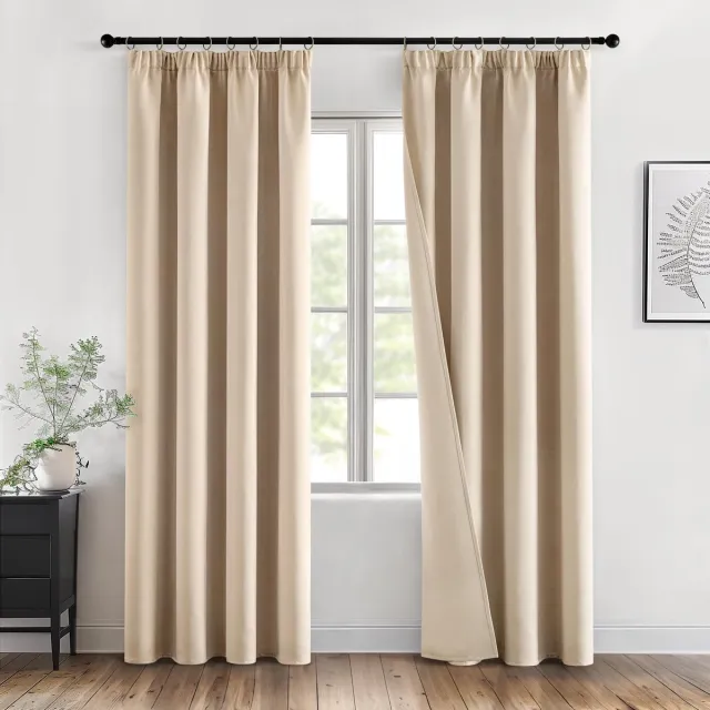 Ibenzoa Stijlvolle Verduisteringsgordijnen voor Optimale Privacy en Comfort in Slaap- en Woonkamer beige