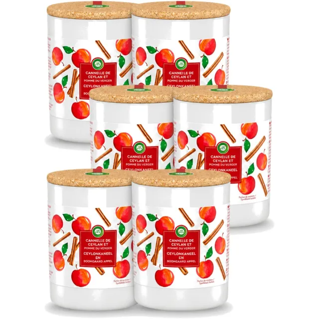 Air Wick 6 x Air Wick - Geurkaars - Kaneel & Boomgaard Appel - 35 Uur Brandduur - Voordeelverpakking - 6 stuks Rood