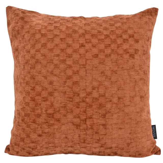 NOVÉE Chenille Checker Terra Kussenhoes | 45x45 cm | Polyester