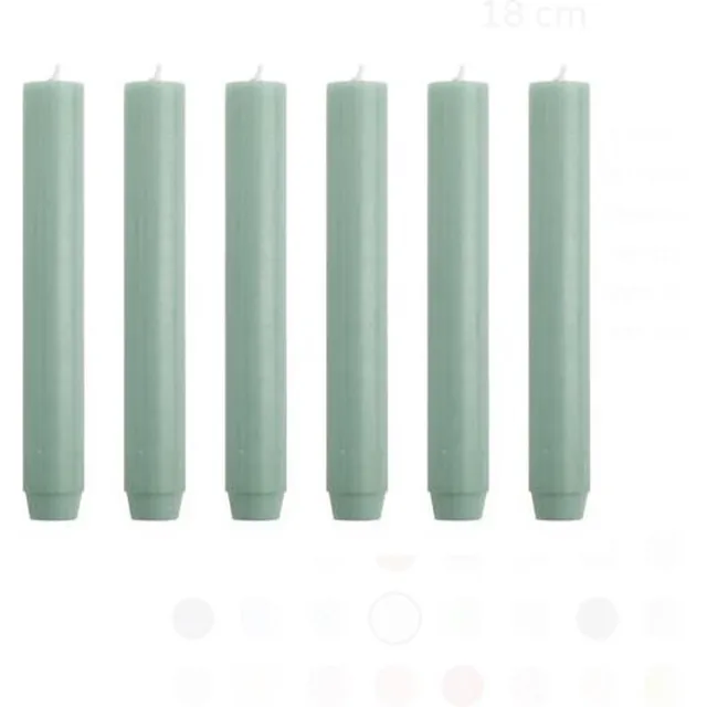 Rustik Lys Dikke dinerkaarsen 'Liv' (Ø 2.6cm, 20 stuks, Jade)