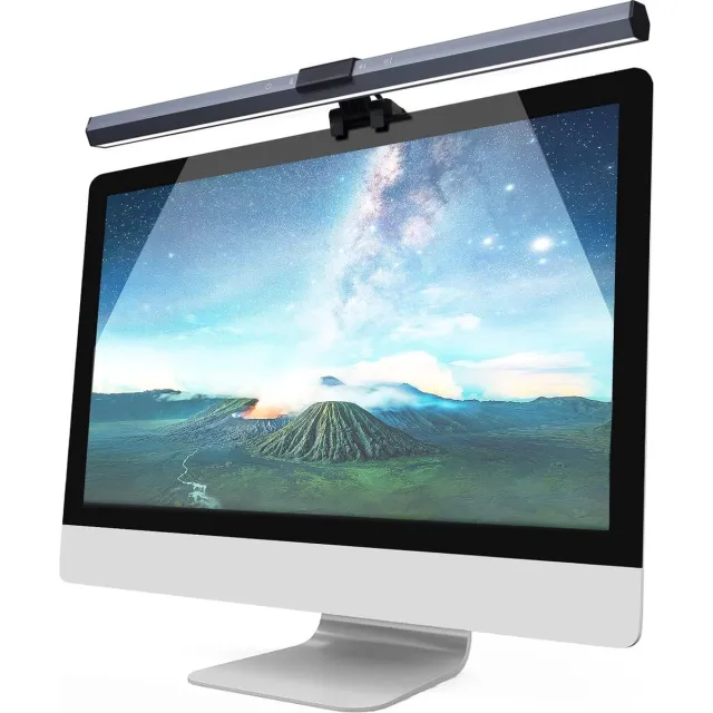 ShopHaven Computermonitorlamp met USB-poort - Touchscreenbediening - Verstelbare Helderheid en Kleur - Ingebouwde LED Bureaulamp voor PC-monitor Zwart