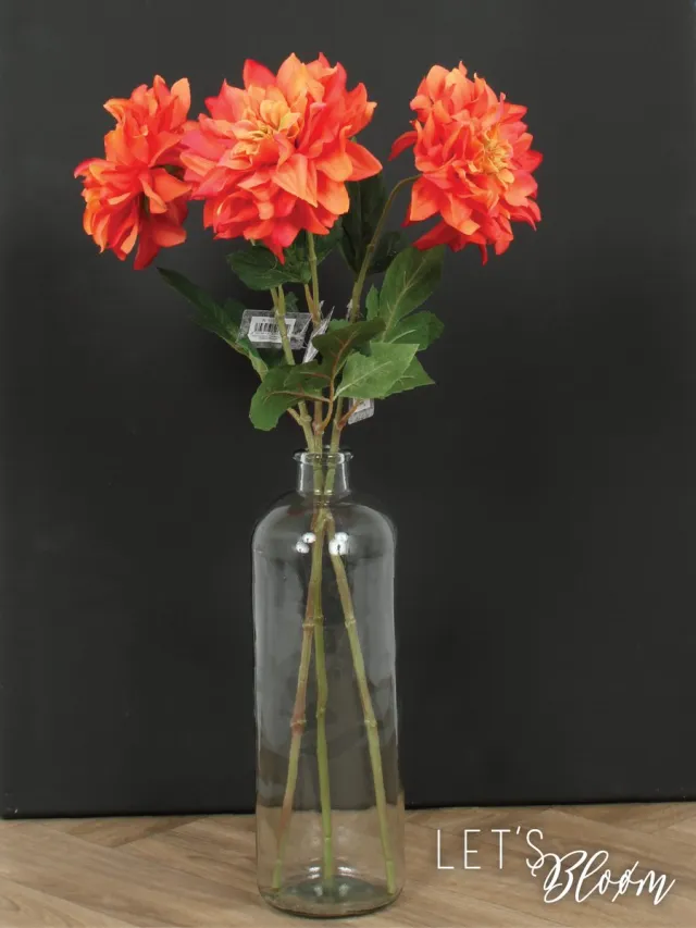 Let's Bloøm Dhalia | 3 stuks | Kunstbloem | Oranje | Kunsttak | Zijdebloem | Bloemen | WK | Nederlands elftal| Nederland | Oranje legioen