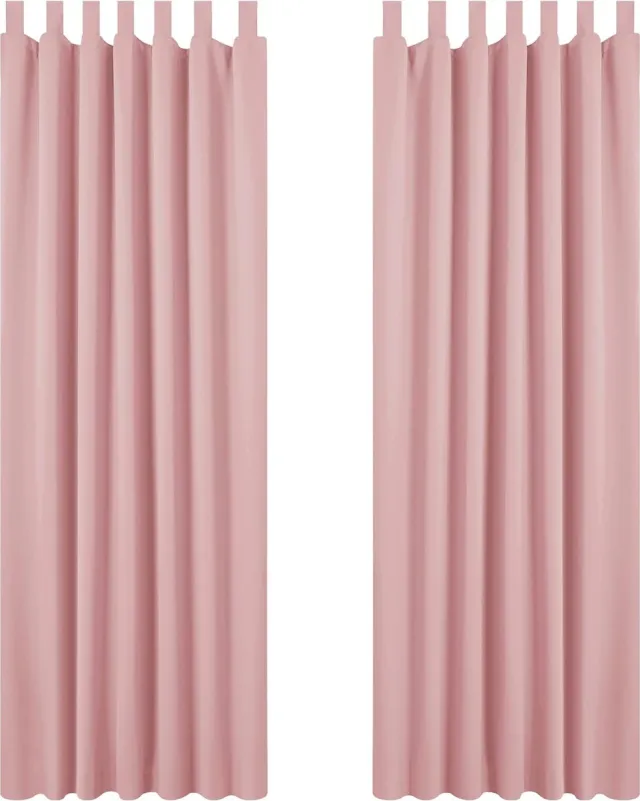 Deconovo Verduisterende Lussengordijn, 2 stuks, Kant en Klaar, Ondoorzichtige Thermogordijn voor Woonkamer, Slaapkamer, 140x290 cm (B x H), Oudroze