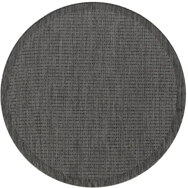 Dutch XXL Rond Buitenkleed | Giza | Kader | Zwart | 120x120 cm | Buitentapijt | Tuintapijt