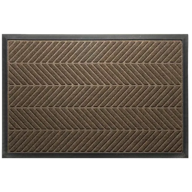 Molisan Luxe Deurmat 45x75 cm – Visgraatmotief – Bruin – Natuurlijk Rubber & Polyester – Voor Binnen & Buiten – Anti-slip
