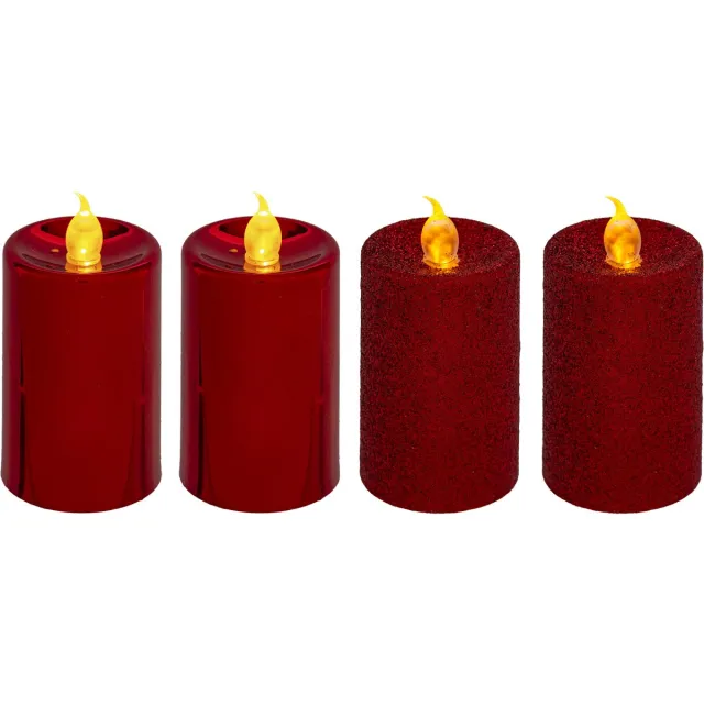 Feeric lights & Christmas Kaarsen - 12x stuks - rood - LED - H8.7 cm - glans