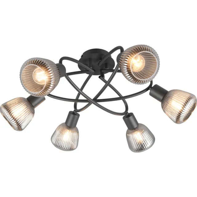 Trio TARIFA - Plafondlamp - Zwart mat - excl. 6x E14 4 W - Plafondbevestiging