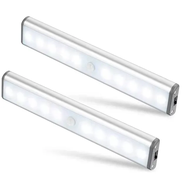 longziming LED Nachtlamp met Bewegingssensor Oplaadbaar – Set van 2 | 100 Lumen Daglicht | Magnetische Montage | 3 Standen | USB Oplaadbaar | Kast, Trap- en Gangverlichting Wit