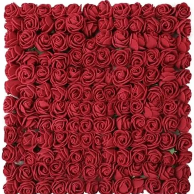 PromoHome Set van 144 Kunstbloemhoofdjes Rozen - Mini Schuim Rozen voor Knutselen en Decoratie - Donkerrode Neprozen voor Valentijnsdag, Bruiloften en Feesten - 2,5 cm Diameter Rood