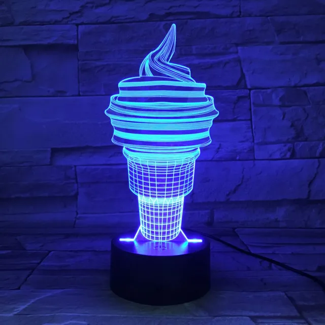MC Living 3D Led Lamp Met Gravering - RGB 7 Kleuren - Ijsje