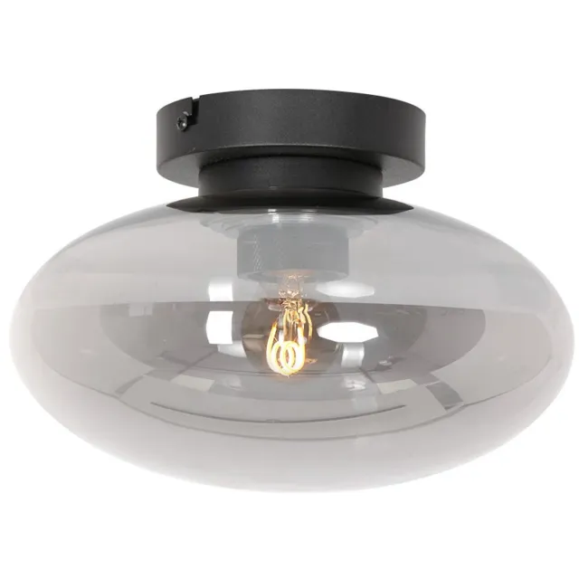 Steinhauer Plafondlamp Reflexion Smoke 25cm Zwart Metaal en Glas Steinhauer
