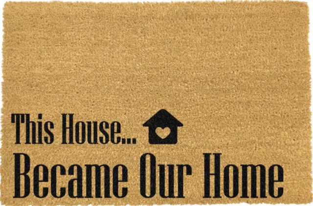 MadDeco kokos deurmat - This house became our home - duurzaam gemaakt in europa - 60 x 40 cm zie afbeelding