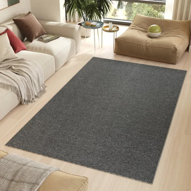 Tapiso Nizza Vloerkleed Grijs Laagpolig Antislip Waasbaar Tapijt Maat- 80x150