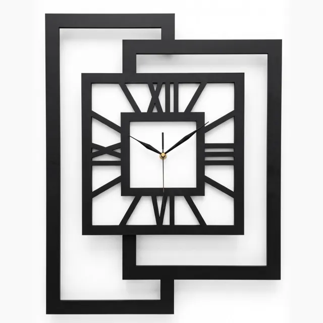 Ornament Handgemaakte Grote Houten Wandklok – Modern Minimalistisch Design, Rechthoekig Verticaal, Romeinse cijfers, Geruisloos, Zonder Tikkend Geluid – Voor Woonkamer, Slaapkamer, Keuken – Unieke Wanddecoratie, Industrieel Design & Stil Uurwerk: zwart - wit zwart-wit