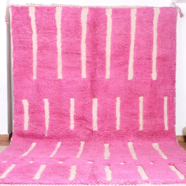 Poufs&Pillows Marokkaans Vloerkleed - 250 x 200 cm - Handgemaakt, Kleurrijk & Uniek - Gemaakt van 100% wol - Hoogpolig Tapijt Roze