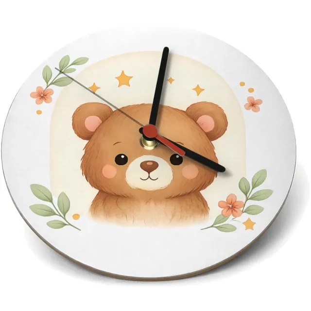 Mr Cadeautjes Klok rond Ø 19 - design Rustige bosvrienden in zachte boogvormen | cadeau Wit