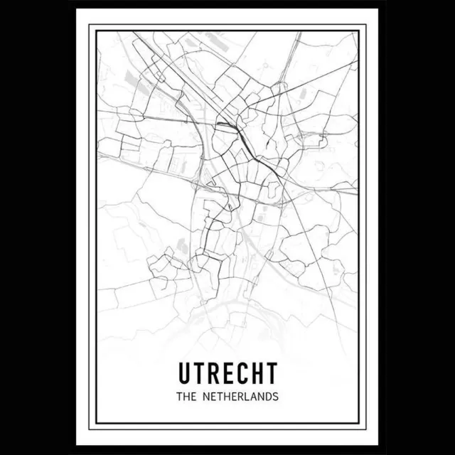 Punt. Poster - City Map Utrecht - 42 X 29.7 Cm - Zwart En Wit Zwart Wit